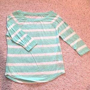 Aeropostale Bright Mint Striped 3/4 Sleeve Top